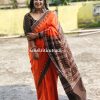 Orange Soil Brown Handwoven Cotton Kotpad Saree — Earthy Elegance & Tribal Heritage