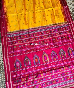 Yellow Magenta Handloom Dolabedi Silk Saree