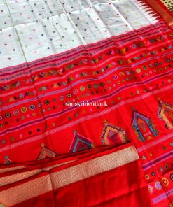 Pearl White Red Saree