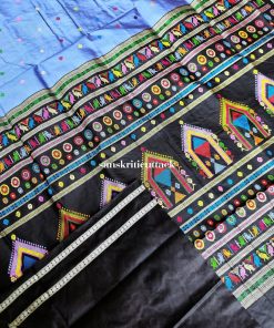 Make a statement with our Cerulean Blue and Black Saree