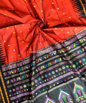 Shop our Red Black Handloom Dolabedi Silk Saree Today!