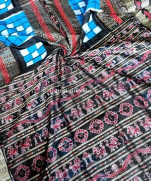 Surf Blue Black Bichitrapuri Silk Pasapalli Saree