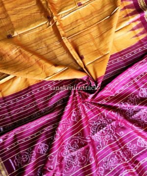 Burnt Orange Maroon Handspun Gopalpur Tussar Silk Saree