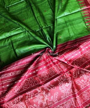 Green Maroon Handspun Gopalpur Tussar Silk Saree