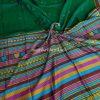 green Handmade Dongria saree with unique geometric patterns