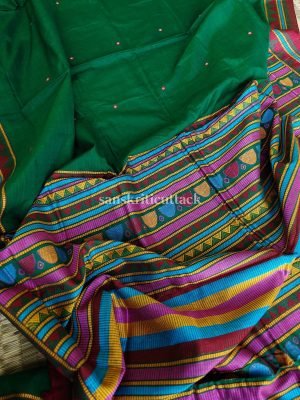 dark green Comfortable and elegant cotton Dongria saree for office wear