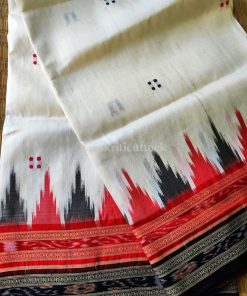 White temple Border Khandua Silk Saree