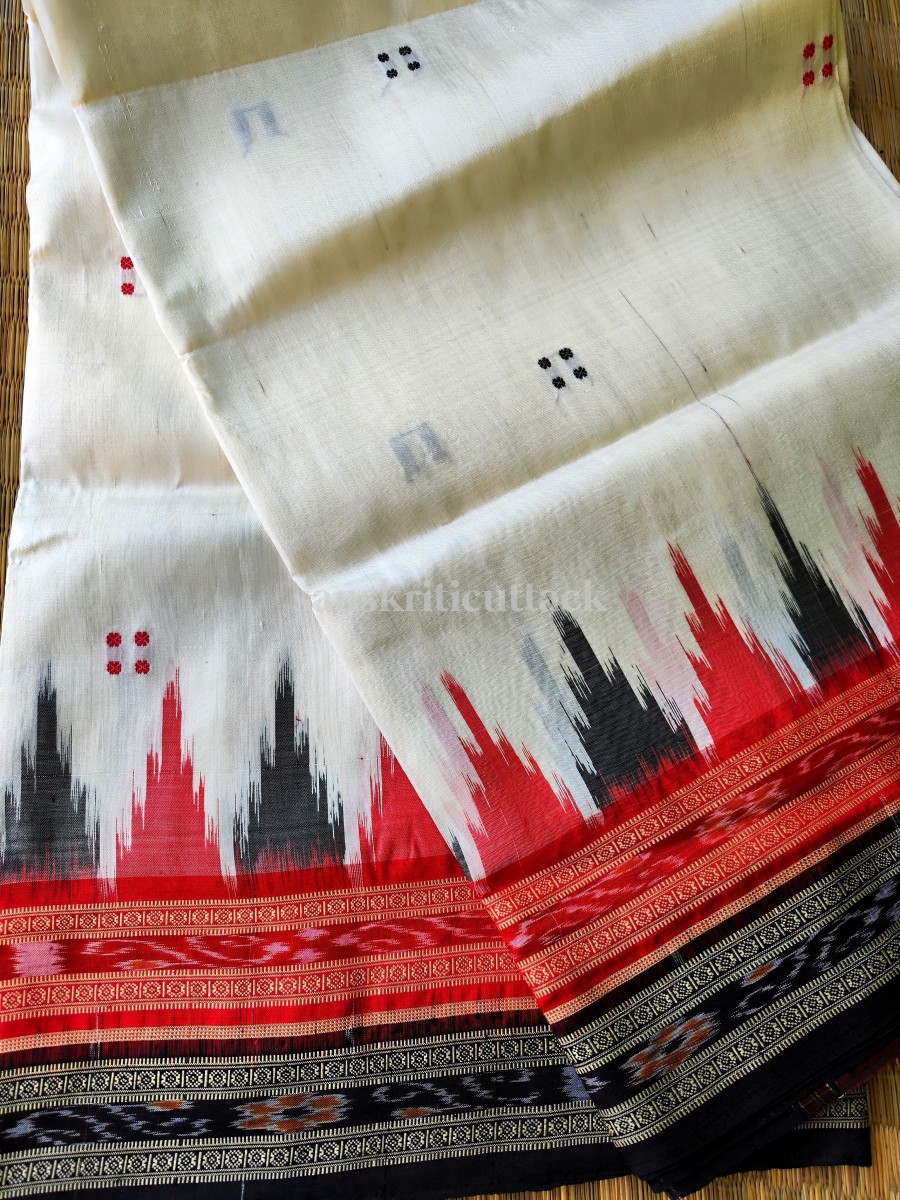 Photo_1668955802857 White temple Border Khandua Silk Saree