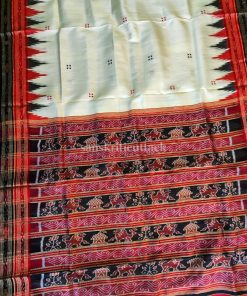 White temple Border Khandua Silk Saree