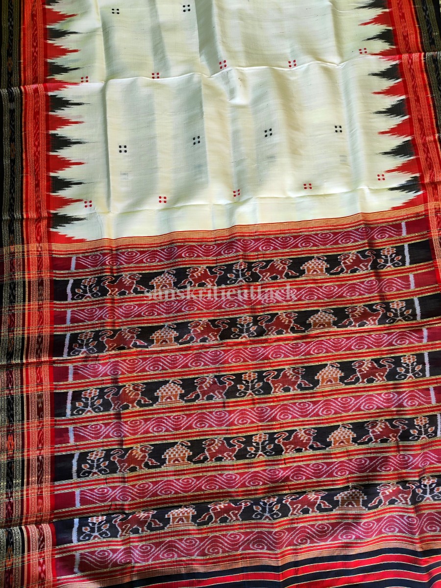 Photo_1668955803374 White temple Border Khandua Silk Saree