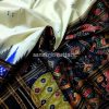 white and blue Khandua Silk Ikat Saree