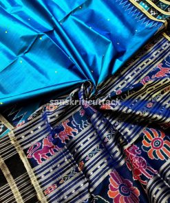 Sky Blue Pasapalli Border Khandua Silk Saree without Blouse