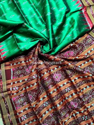 Handwoven Khandua Pata saree with ikat designs
