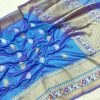 Copper Sulphate Katan Silk Handwoven Saree