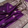 Purple katan silk handwoven Banarasi saree