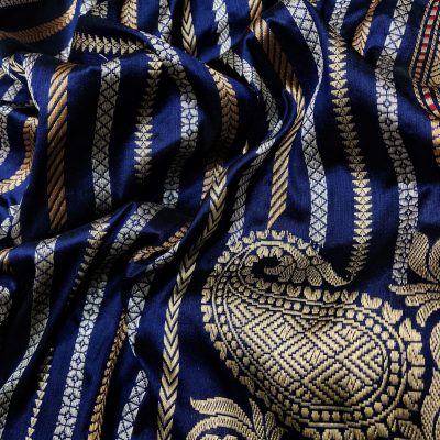 Blue Pure Katan Silk Handwoven Banarasi Saree