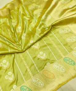 Lime Green Banarasi Katan Silk Saree