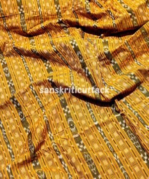 Yellow Stripes Sambalpuri Ikat Cotton Fabric