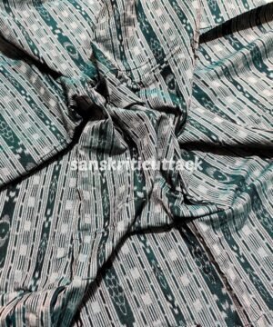 Handloom Dual Tone Green Stripes Sambalpuri Cotton Ikat Fabric