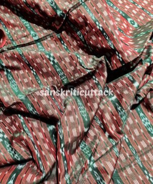 Handloom Dual Tone Maroon Stripes Sambalpuri Cotton Ikat Fabric