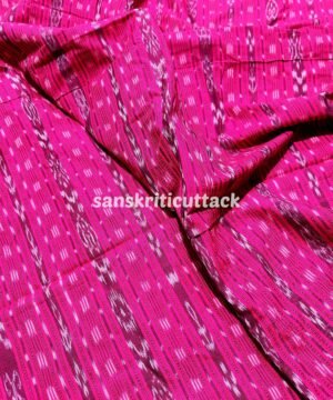 Handloom Pink Stripes Sambalpuri Cotton Ikat Fabric