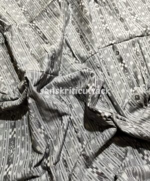 Handloom Grey Stripes Sambalpuri Cotton Ikat Fabric
