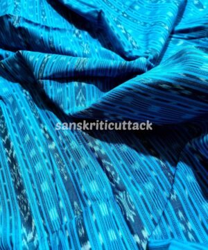 Handloom Sky Blue Stripes Sambalpuri Cotton Ikat Fabric
