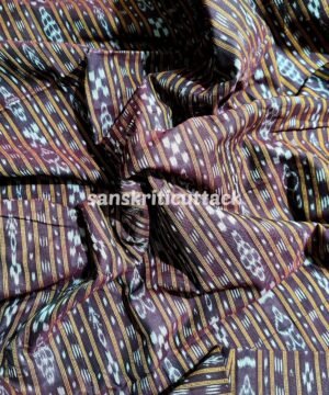 Handloom Coffee Stripes Sambalpuri Cotton Ikat Fabric