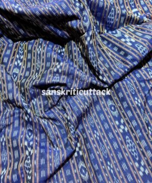 Ink Blue Stripes Sambalpuri Ikat Cotton Fabric