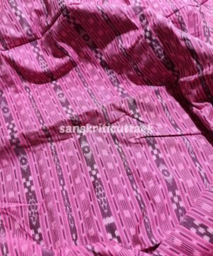 Handloom Light Pink Stripes Sambalpuri Cotton Ikat Fabric