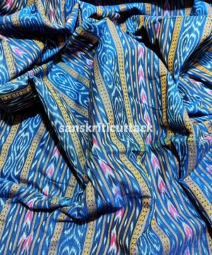 Indigo Handloom Cotton Sambalpuri Ikat Fabric
