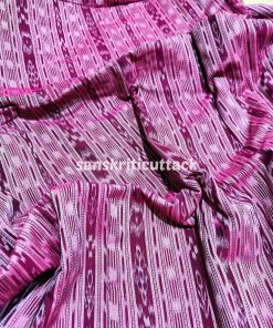 Pink Mauve Stripes Sambalpuri Ikat Cotton Fabric