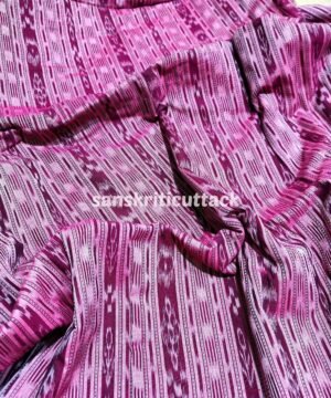 Pink Mauve Stripes Sambalpuri Ikat Cotton Fabric