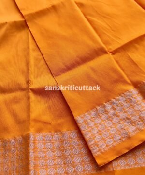 Sunset Yellow Border Sambalpuri Silk Fabric for Blouses