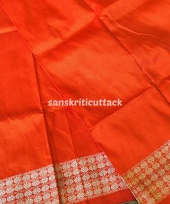 Elevate Your Saree Look with Light Orange Border Sambalpuri Silk Fabric for Blouse
