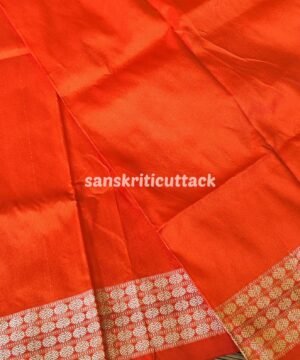 Elevate Your Saree Look with Light Orange Border Sambalpuri Silk Fabric for Blouse