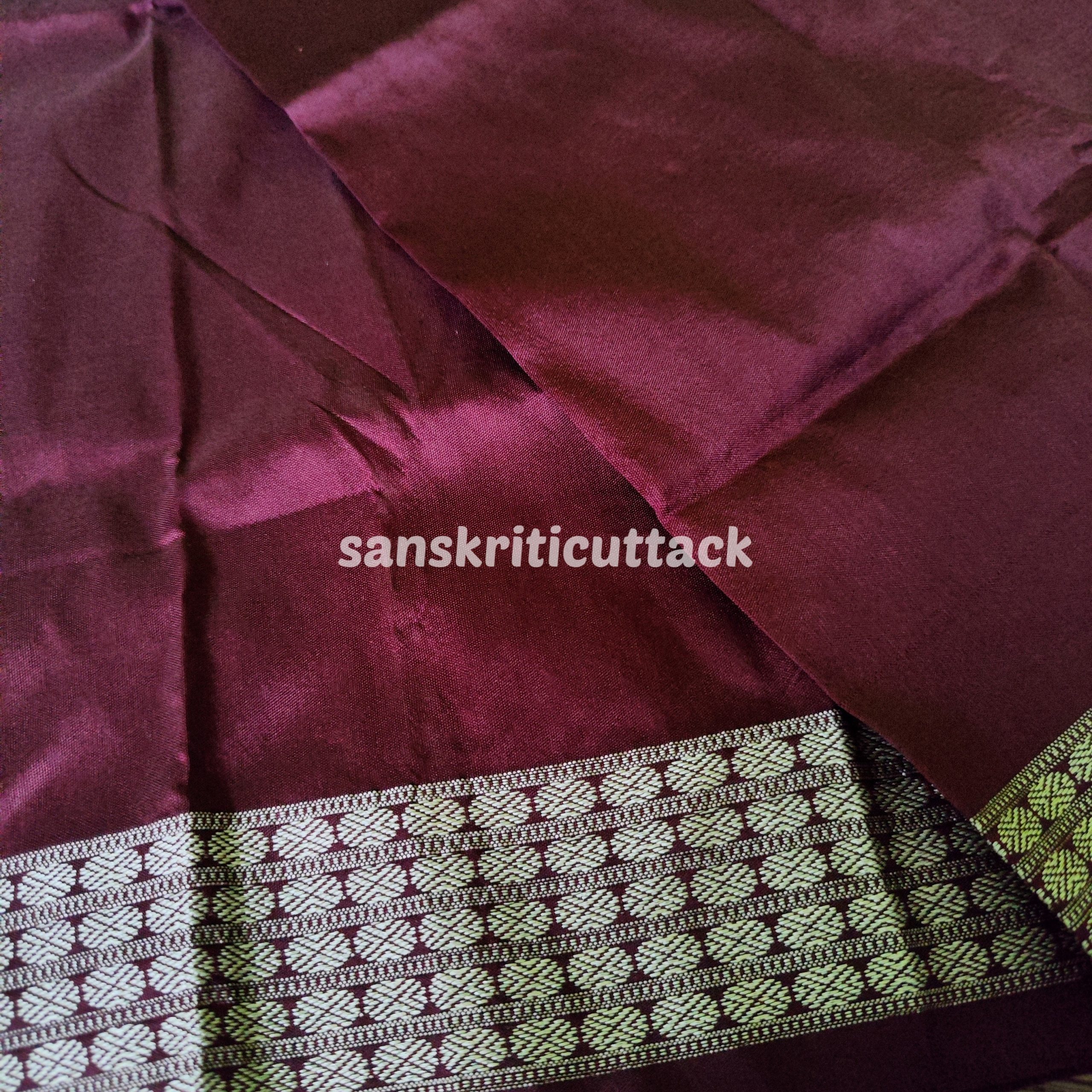 Photo_1680535280771 Coffee Maroon Border Sambalpuri Silk Fabric for Blouse