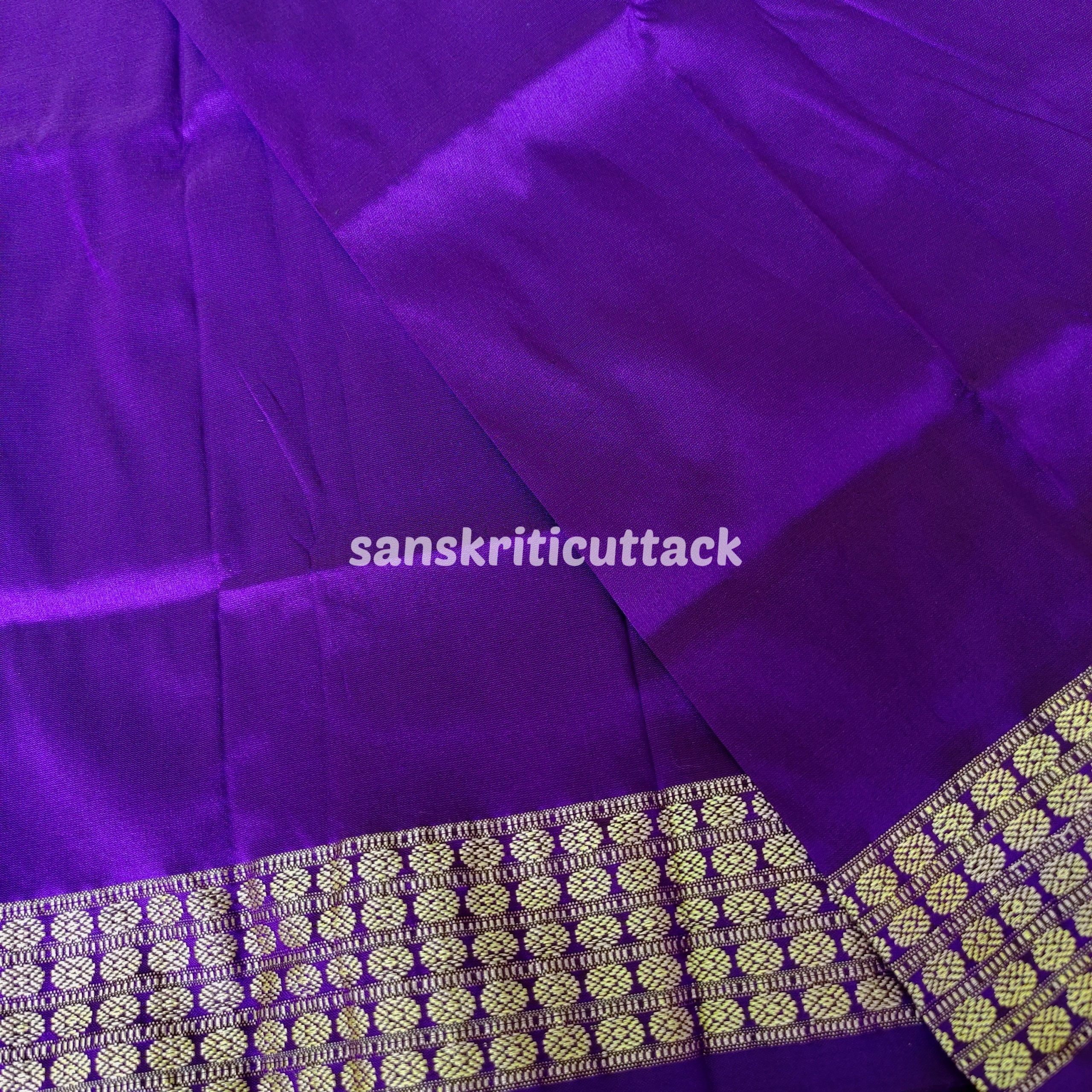 Violet Border Sambalpuri Silk Fabric for Blouse