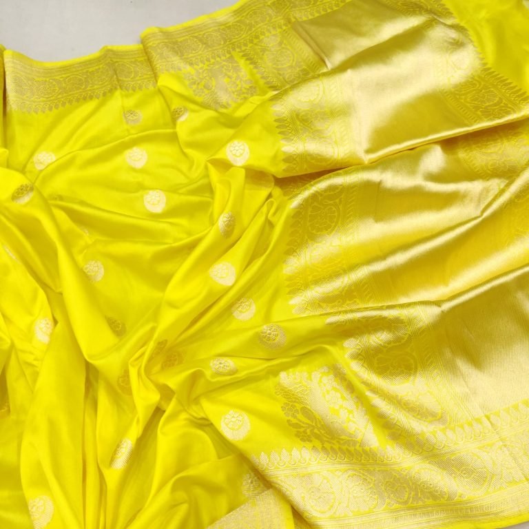 Yellow Kadwa Katan Silk Banarasi Saree