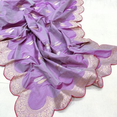 Lavender Katan Silk Banarasi Saree