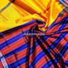 Buy Berhampuri Double Pallu Silk Yellow Handloom Saree Online | Red and Blue Striped Blouse Included