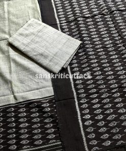 Handloom Sambalpuri Ikat Cotton Black Grey Dress Material