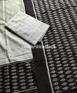 Handloom Sambalpuri Ikat Cotton Black Grey Dress Material