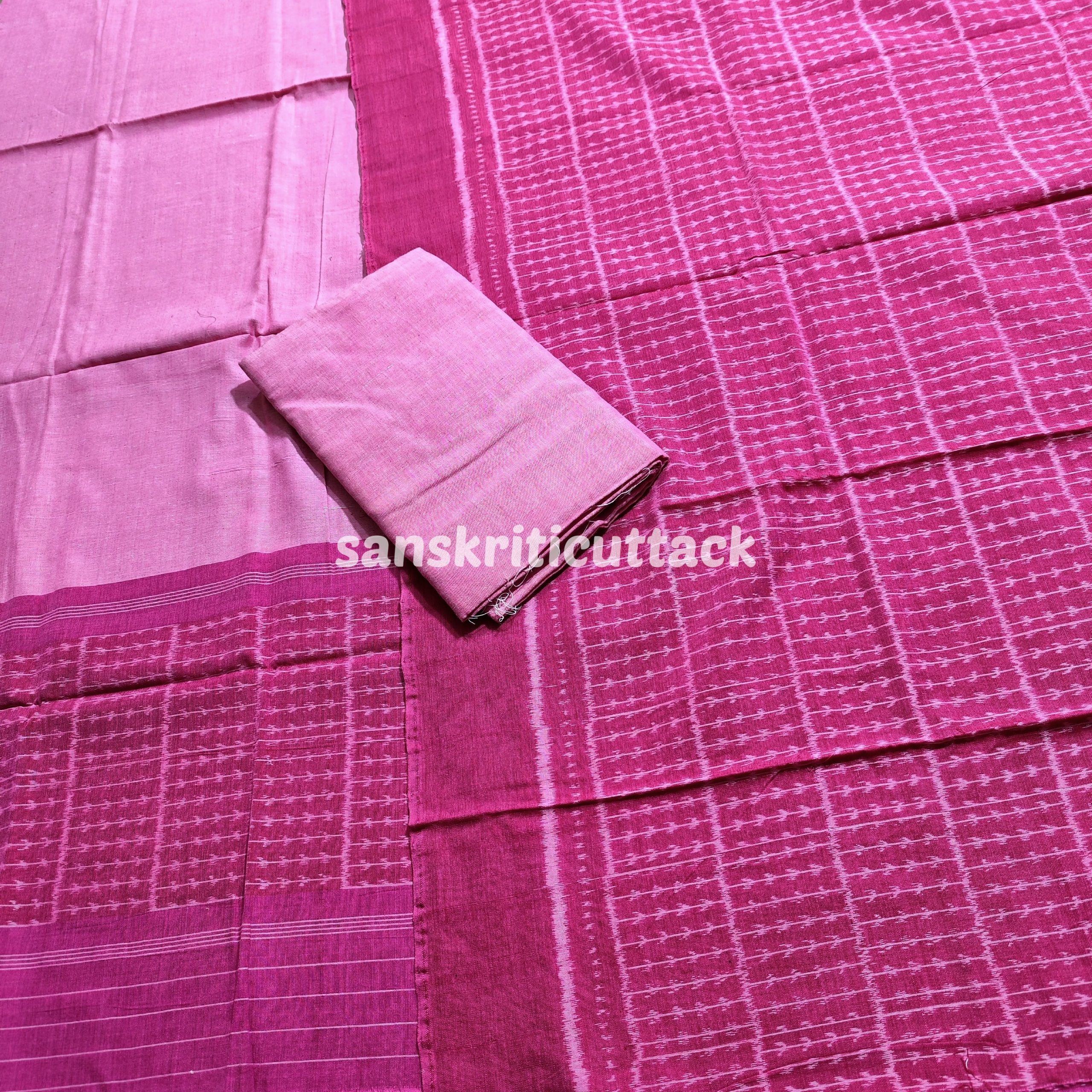 Handloom Sambalpuri Ikat Cotton Pink Dress Material Sanskriti Cuttack