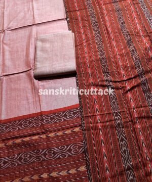 Clay Orange Cotton Handloom Sambalpuri Ikat Dress Material