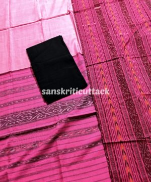 Pink Cotton Handloom Sambalpuri Ikat Dress Material