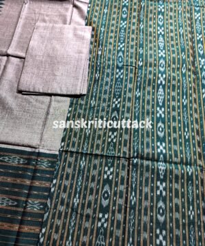 Green Sambalpuri Cotton Handloom Ikat Dress Material