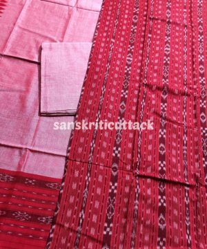 Red Sambalpuri Cotton Handloom Ikat Dress Material