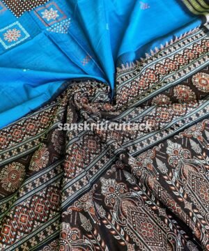 Elegant Sky Blue Handwoven Cotton Bomkai Saree