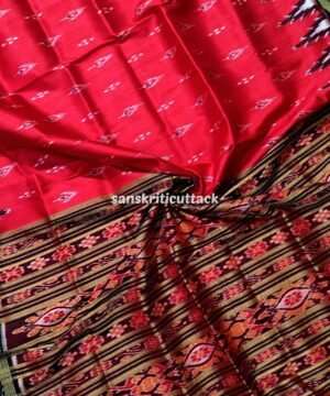 Red Maroon Black Mayur Chandrika Khandua Silk Saree